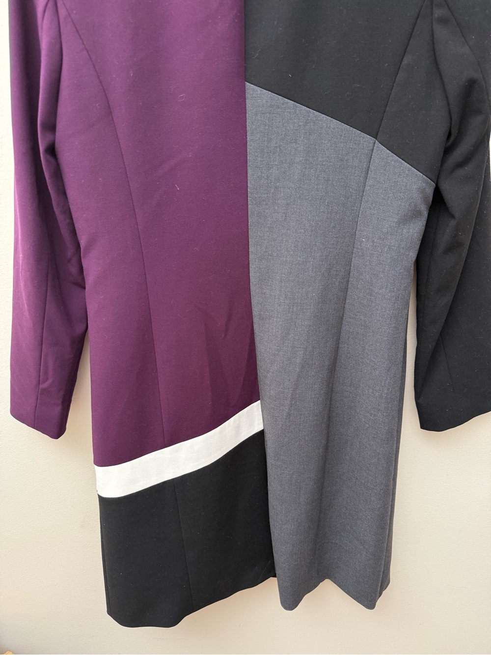 Calvin Klein Plum, Black & White Colorblock Longline Coat - Picture 10 of 10